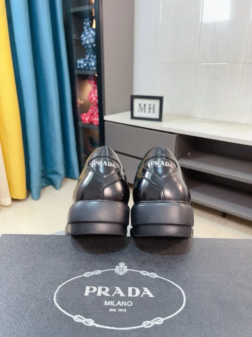 Men's shoes 💰540🌹🌹【PRADA Leather Shoes】Top purchasing agency Original imported Italian custom-made open-edge beaded cowhide leather surface, fully imported water-dyed breathable cowhide lining, original factory special molded sole super comfortable, size: 38-44